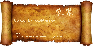 Vrba Nikodémusz névjegykártya